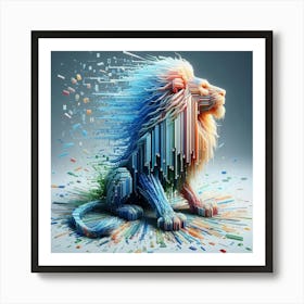 Lion In 3d Art Print