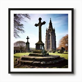 Gravestones And Cross Art Print