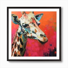 Warm Impasto Portrait Of A Giraffe 3 Art Print