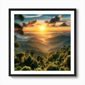 Sunrise In The Jungle Art Print