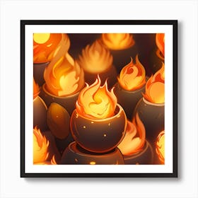 Flaming Pots Art Print