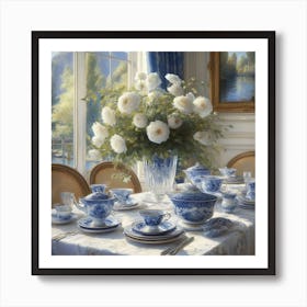 Blue And White Table Setting 2 Art Print