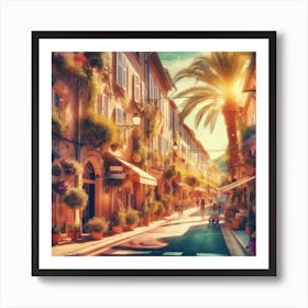 Street Scene With Palm Trees Art Print