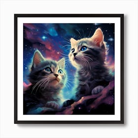 Neon Kitty: Galactic Whispers Art Print