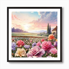 Roses In The Field Art Print