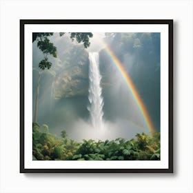 Majestic Waterfall and Rainbow Serenity Art Print