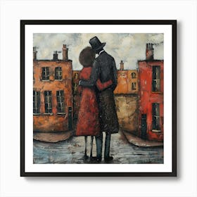 Embrace in the Old Town Art Print