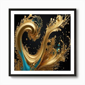 Gold Water Splash Art Print