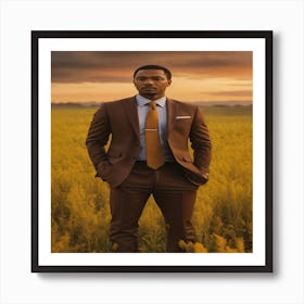 A Man In A Suit Standing In A Field (1) Art Print