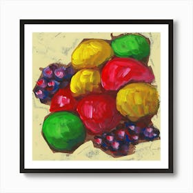 Fruttopia - square solorful still life kitchen Anton Maliar Art Print