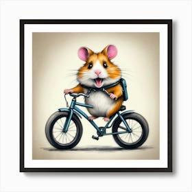 Hamster On A Bike 2 Art Print