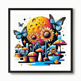 Mushroom Garden 1 Art Print