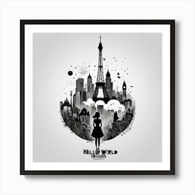 Default Black And White Silhouette Design For Hello World Desi 0 Art Print