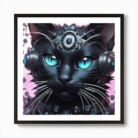 Black Cat With Blue Eyes Art Print