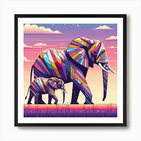 Elara and Orion Elephants Art Print