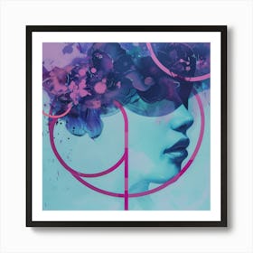 Magenta, purple, blue surreal woman portrait Art Print