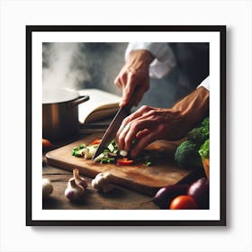 Chef Chopping Vegetables Art Print