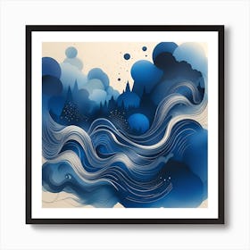 Abstract Blue Sky With Clouds Art Print