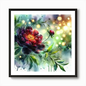 Watercolor Peony Flower 1 Art Print