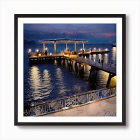 Pier At Dusk Art Print