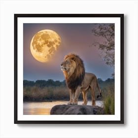 465271 Le Lion Boit De L’Eau Dans La Nature Avec Une Gran Xl 1024 V1 0 Art Print