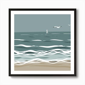 Seagulls On The Beach 1 Art Print