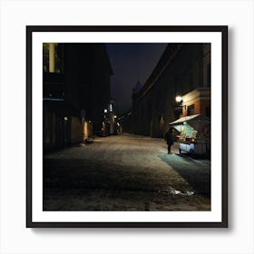 Street Market At Night in Estonia Art Print