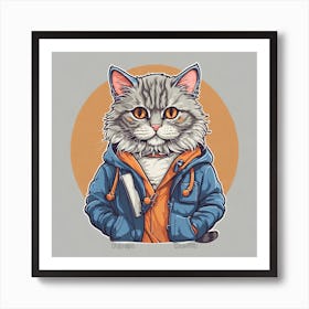 Cat In A Jacket 1 Art Print