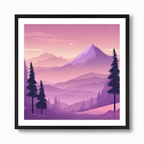 Misty mountains background in purple tone 60 Art Print