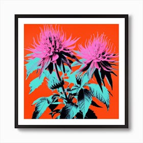 Andy Warhol Style Pop Art Flowers Bee Balm 2 Square Art Print