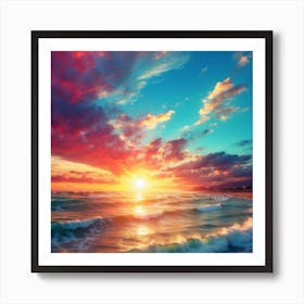 Sunset At The Beach 1 Art Print