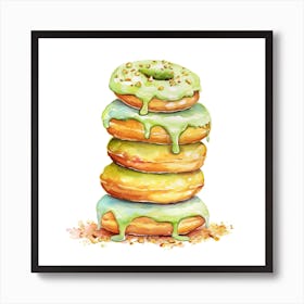Stack Of Pistachio Donuts 1 Art Print
