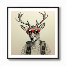 Deer With Glasses 8 Art Print