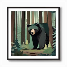 Black Bear In The Forest 1 Art Print