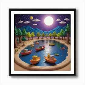 Night At The Lake 1 Art Print