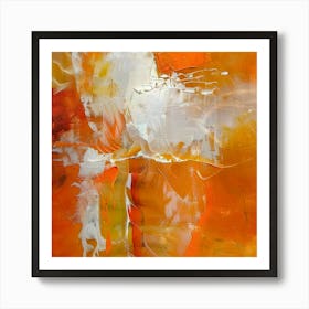 arthy Hues Abstract Painting - Warm Orange & Cream Art Art Print