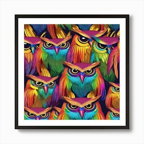 Colorful Owls Art Print