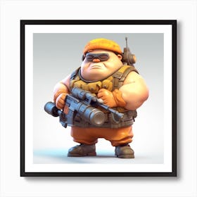 Soldier With A Gun Art Print