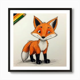 Fox Drawing 2 Art Print