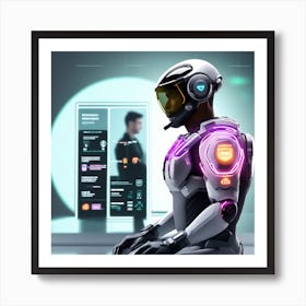 The Image Depicts A Stronger Futuristic Suit For Military With A Digital Music Streaming Display 14 Art Print