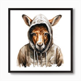 Watercolour Cartoon Donkey In A Hoodie 3 Art Print