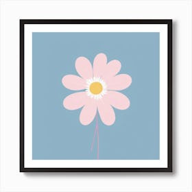 A White And Pink Flower In Minimalist Style Square Composition 101 Art Print