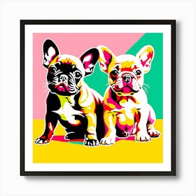 'French Bulldog Pups', This Contemporary art brings POP Art and Flat Vector Art Together, Colorful Art, Animal Art, Home Decor, Kids Room Decor, Puppy Bank - 49th Art Print
