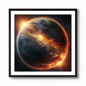 Earth Burning In Space Art Print