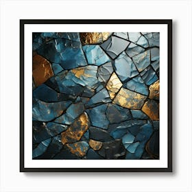 Blue And Gold Mosaic Background Art Print