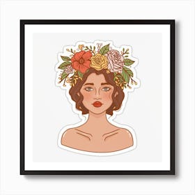 Flowers on Girls head Art Print