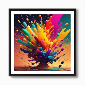 Color Explosion 1, an abstract AI art piece that bursts with vibrant hues and creates an uplifting atmosphere. Generated with AI,Art Style_Disney,CFG Scale_3.0, Step Scale_50 Art Print