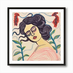 Woman With A Flower Art Print
