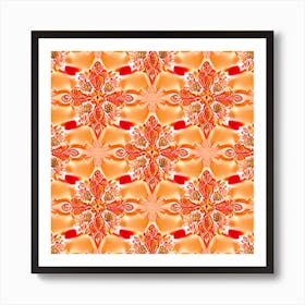 Orange Flower Pattern Art Print