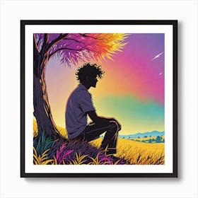 Man Sitting Under A Tree 7 Art Print